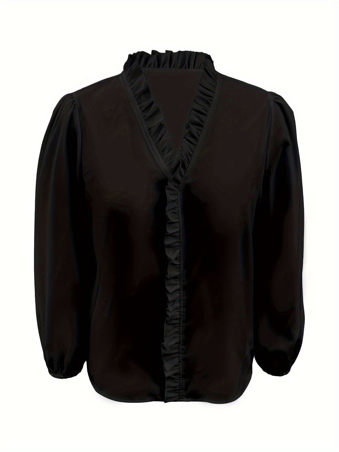 Plus Size Women's Ruffled Casual Long-sleeved Shirt